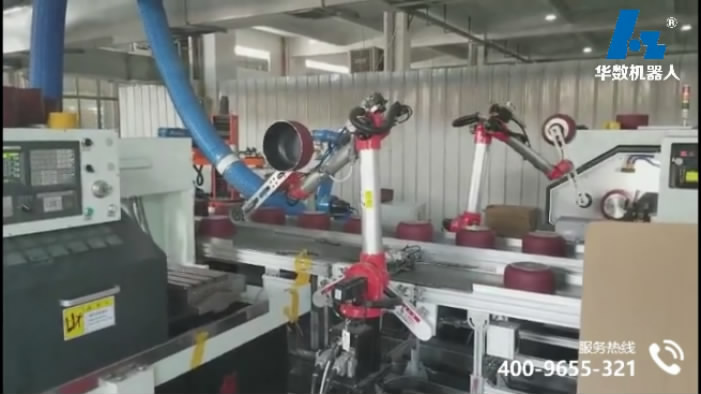 智能工厂厨卫行业：华数机器人厨具应用集合（HC415工业机器人)
